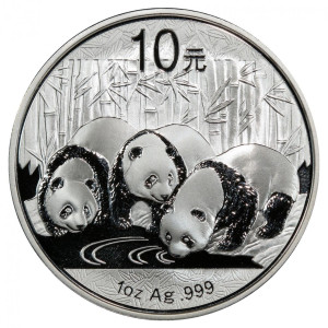 2013 China Panda Silver Coin, 1 oz - reverse side