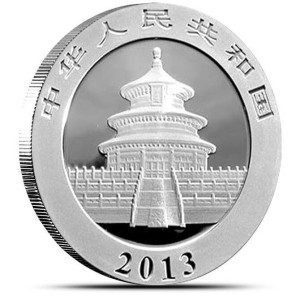 2013 China Panda Silver Coin, 1 oz - reverse side