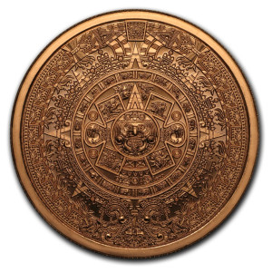 Copper Aztec Calendar Medal, 2 oz - reverse