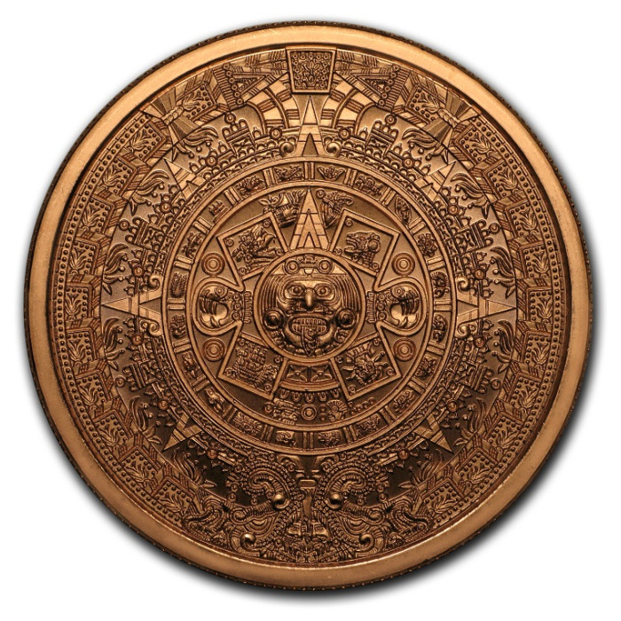 Aztekenkalender Kupfermedaille, 2 Unzen - Rückseite Aztekenkalender Kupfermedaille, 2 Unzen - Rückseite