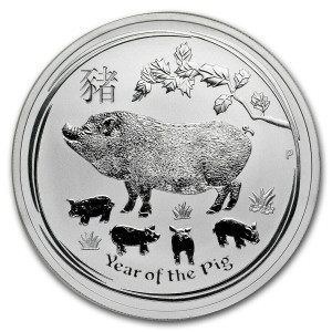 Silber Lunar II Münze: Jahr des Schweins 2019, 1 Unze - Rückseite