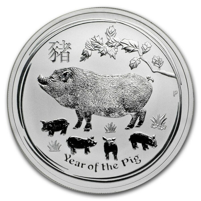 Silber Lunar II Münze: Jahr des Schweins 2019, 1 Unze - Rückseite Silber Lunar II Münze: Jahr des Schweins 2019, 1 Unze - Rückseite