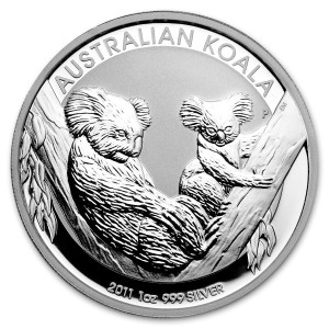 Australischer Koala Silbermünze 2011, 1 oz - Rückseite