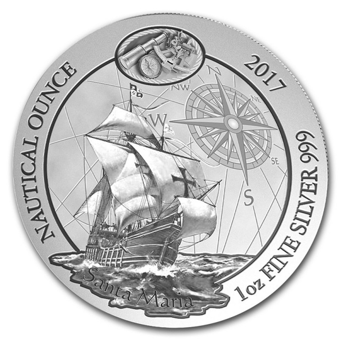 2017 ルワンダ「サンタ・マリア号」ノーティカル・オンス 1オンス純銀貨 Nautical Ounce: Santa Maria 2017, 1 oz Silver Coin