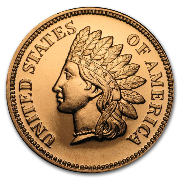 Kupfer-Indianerkopf-Cent-Medaille, 1 Unze - Vorderseite Kupfer-Indianerkopf-Cent-Medaille, 1 Unze - Vorderseite