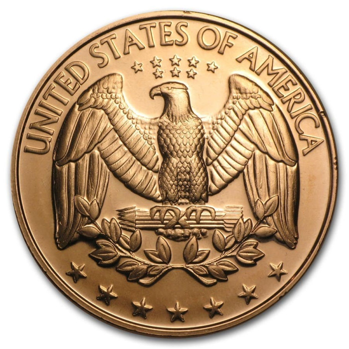Copper U.S. Quarter Medal, 1 ounce reverse Copper U.S. Quarter Medal, 1 ounce reverse