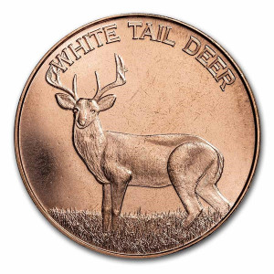 Copper White Tail Deer Medal, 1 oz reverse