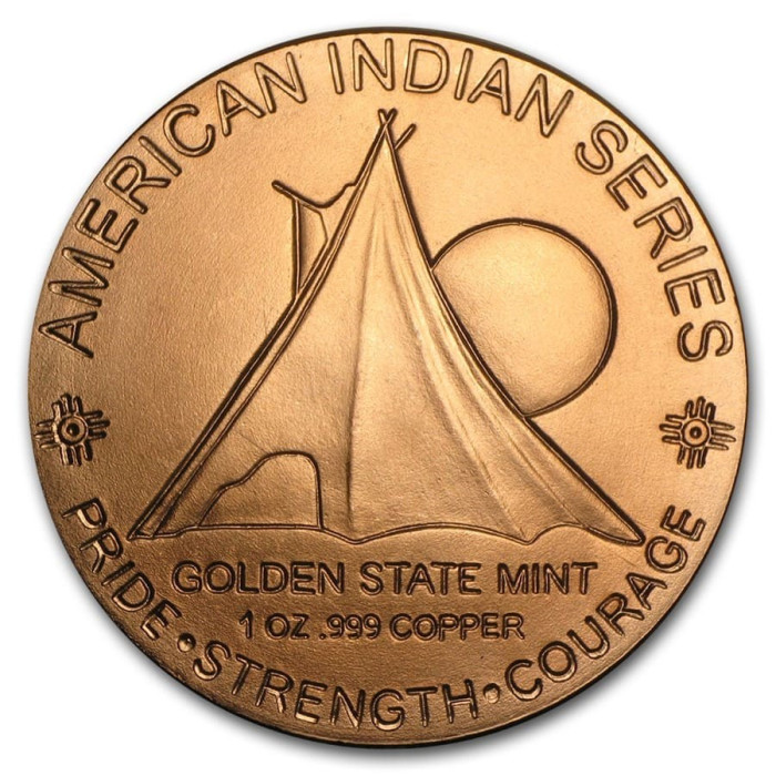 Miedziany Medal Sitting Bull, 1 uncja awers
