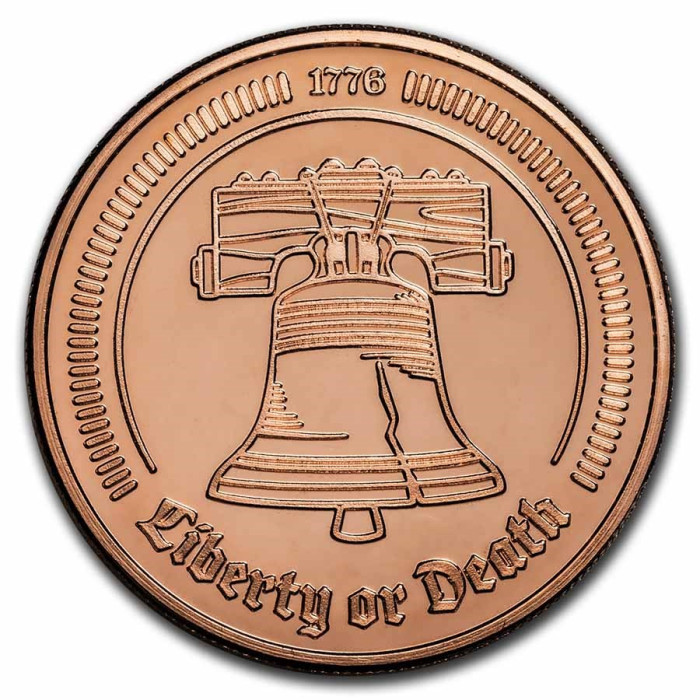 Miedziany-Medaille Don't Tread on Me | Freiheit oder Tod, 1 uncja awers