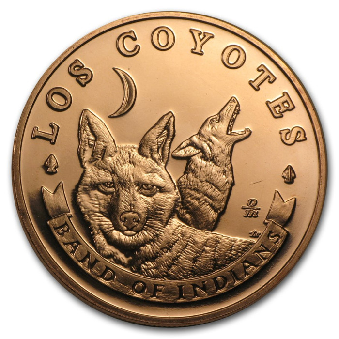 Miedziany Medaille Native American Los Coyotes, 1 uncja awers
