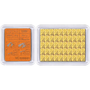 Złota Sztabka Valcambi Combicoin, 50x 1g - back 2