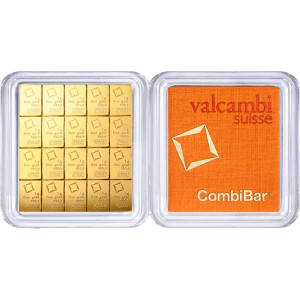 Złota Sztabka Valcambi Combicoin, 20x 1g - front 3 Złota Sztabka Valcambi Combicoin, 20x 1g - front 3