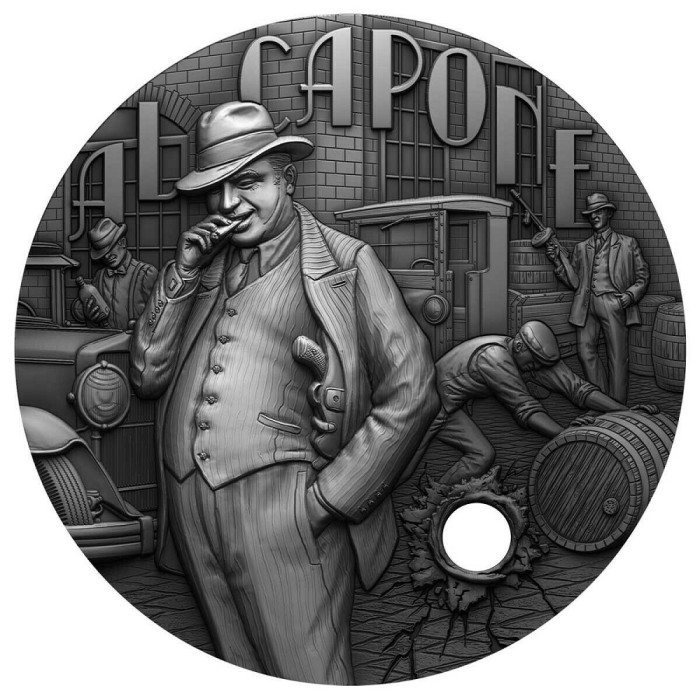 Silbermünze Die Gangster: Al Capone 2021, 2 Unzen - Rückseite