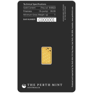 Золотий інвестиційний злиток Perth Mint Kangaroo 1 г - лицьова сторона