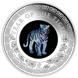 Srebrna Moneta Lunar Opal Jahr des Tigers 2022, 1 uncja - rewers