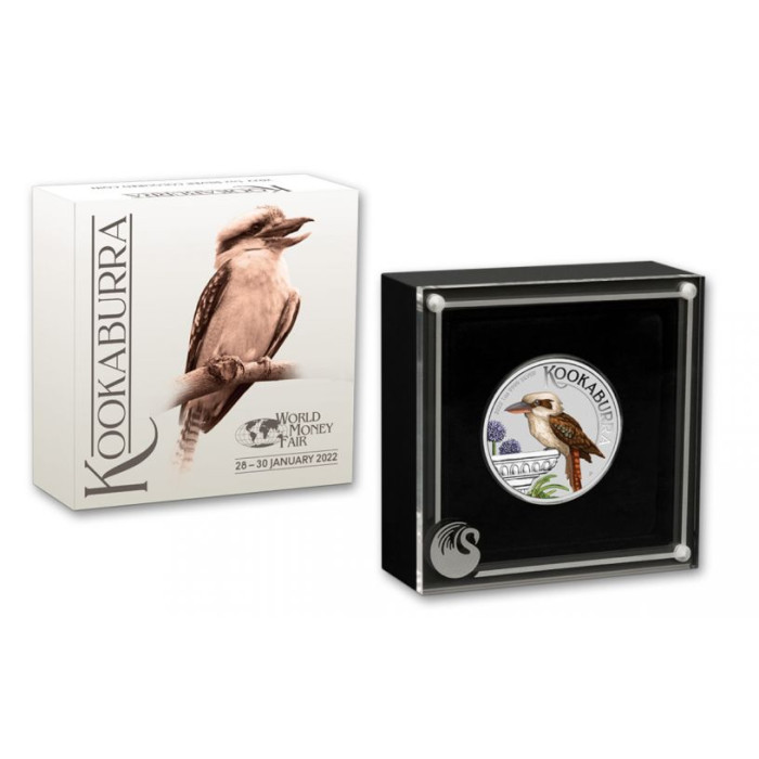 Srebrna Moneta Australian Kookaburra 2022 WMF, 1 uncja - etui Srebrna Moneta Australian Kookaburra 2022 WMF, 1 uncja - etui