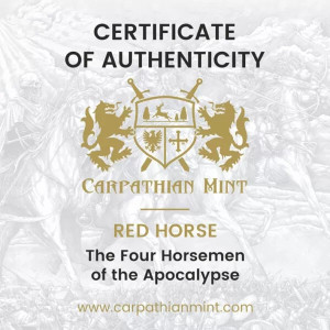 Srebrna Moneta Four Horseman of Apocalypse: Red Horse 2024, 1 uncja - certyfikat Srebrna Moneta Four Horseman of Apocalypse: Red Horse 2024, 1 uncja - certyfikat
