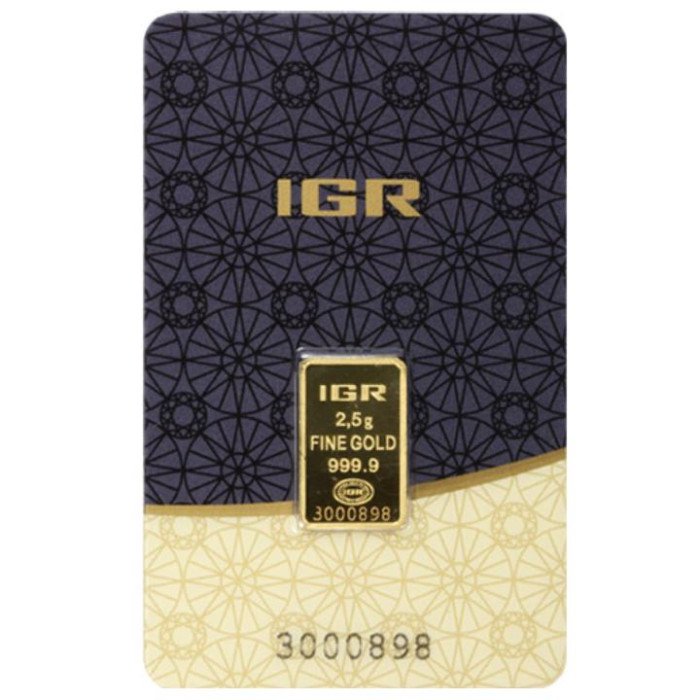 Gold Investment Bar IGR, 2.5 grams - front Gold Investment Bar IGR, 2.5 grams - front