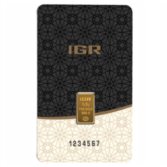 Gold Investment Bar IGR, 0.5 grams - front Gold Investment Bar IGR, 0.5 grams - front
