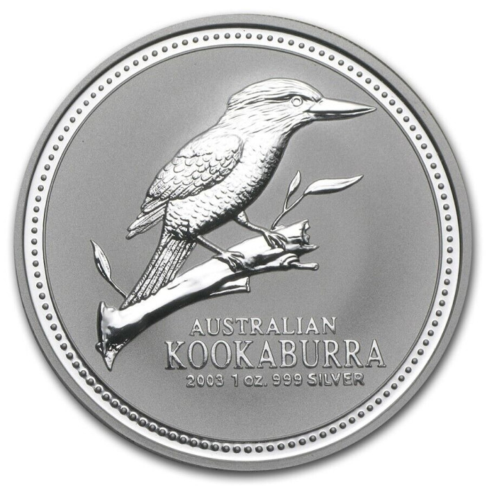 Australian Kookaburra 2003 Silver Coin, 1 oz - reverse side Australian Kookaburra 2003 Silver Coin, 1 oz - reverse side