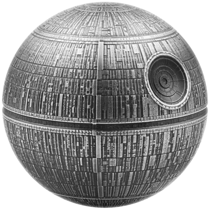 Star Wars: Todesstern 2024 Silbermünze, 100 Gramm - Vorderseite Star Wars: Todesstern 2024 Silbermünze, 100 Gramm - Vorderseite