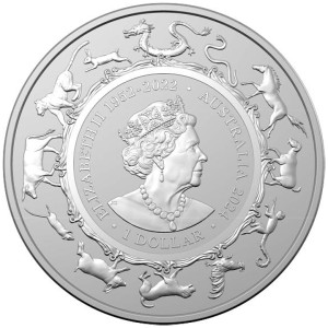 RAM Lunar Silbermünze Jahr des Drachen 2024, 1 oz - Rückseite
