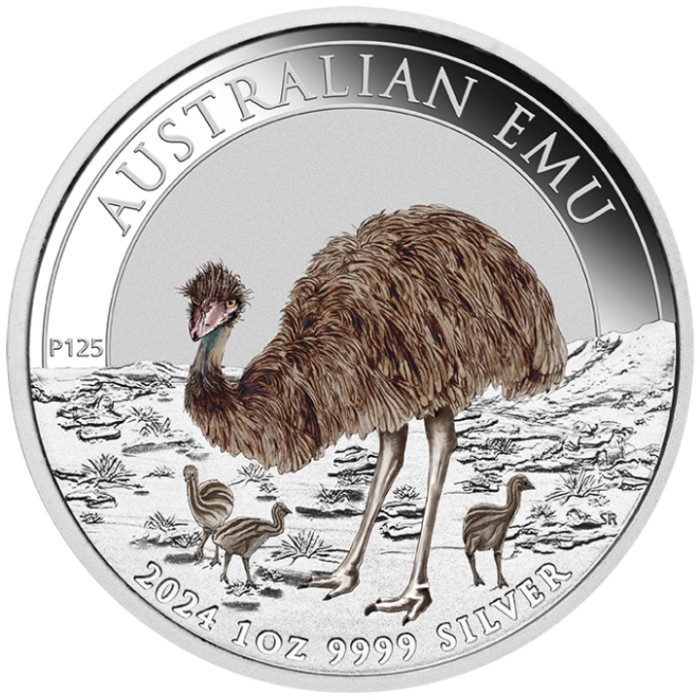 Australischer Emu 2024 Color Silbermünze, 1 Unze - Rückseite