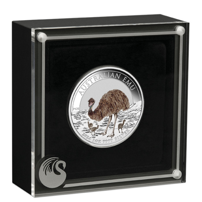 Australischer Emu 2024 Color Silbermünze, 1 Unze - Box
