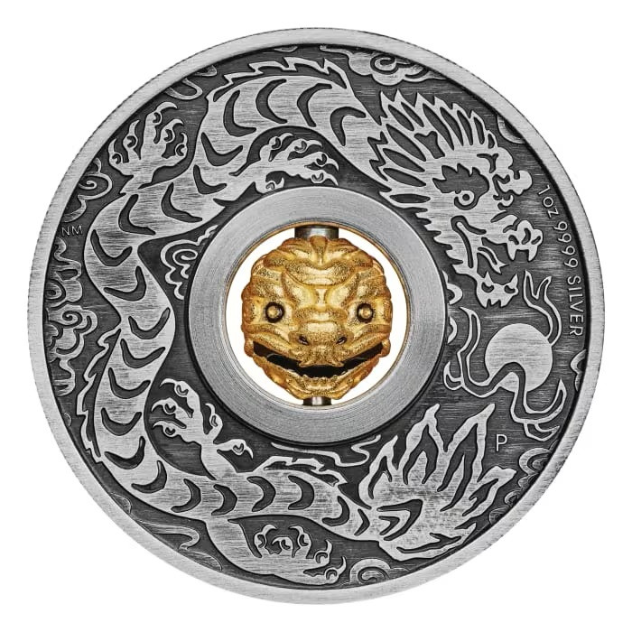 Silber Lunar III Münze: Jahr des Drachen 2024 Charm, 1 oz - Rückseite Silber Lunar III Münze: Jahr des Drachen 2024 Charm, 1 oz - Rückseite