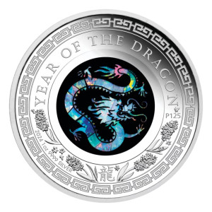 Srebrna Moneta Lunar Opal Jahr des Drachen 2024, 1 uncja - rewers