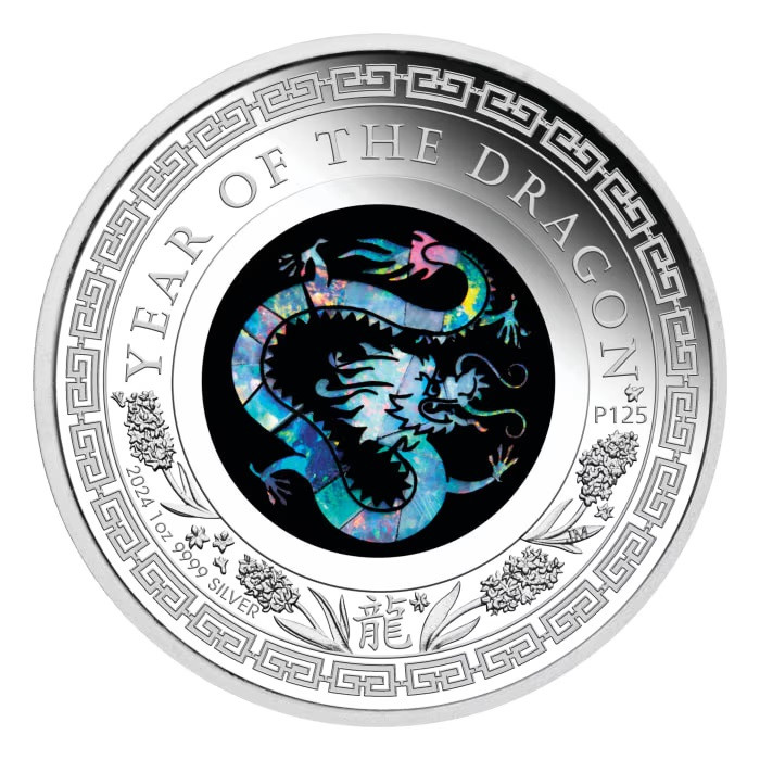 Srebrna Moneta Lunar Opal Jahr des Drachen 2024, 1 uncja - rewers Srebrna Moneta Lunar Opal Jahr des Drachen 2024, 1 uncja - rewers