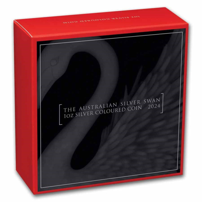 Australischer Schwan 2024 Silbermünze, 1 Unze (Farbe) Box