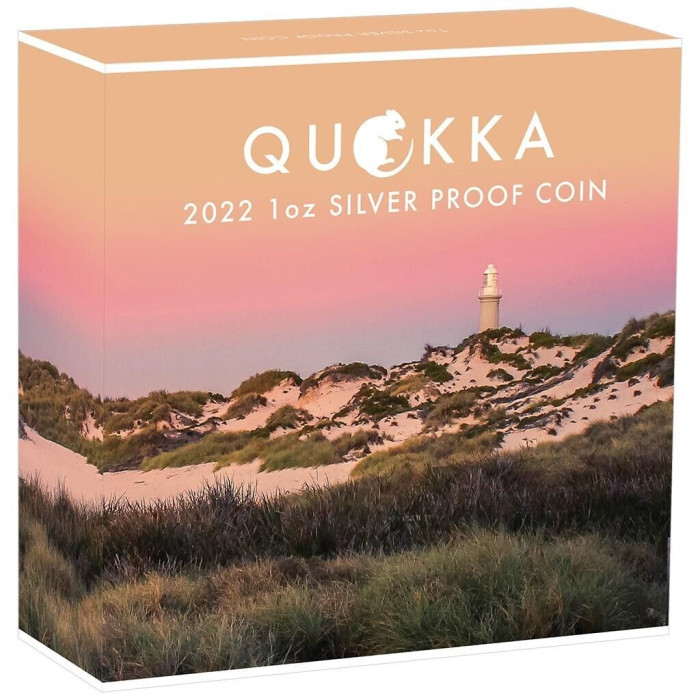 Срібна монета Quokka 2022 з кольоровим покриттям, 1 унція - коробка 2