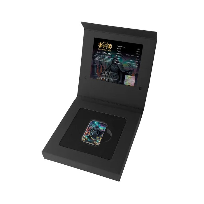 Srebrna Sztabka Carpatia Mint: Grim Reaper 2024, 2 uncje - box Srebrna Sztabka Carpatia Mint: Grim Reaper 2024, 2 uncje - box