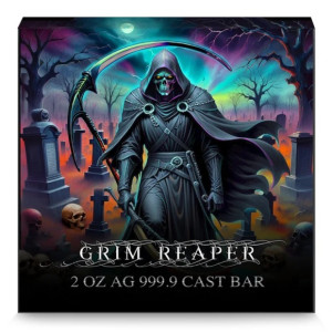 Srebrna Sztabka Carpatia Mint: Grim Reaper 2024, 2 uncje - photo Srebrna Sztabka Carpatia Mint: Grim Reaper 2024, 2 uncje - photo