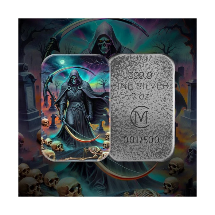 Srebrna Sztabka Carpatia Mint: Grim Reaper 2024, 2 uncje - photo 2 Srebrna Sztabka Carpatia Mint: Grim Reaper 2024, 2 uncje - photo 2
