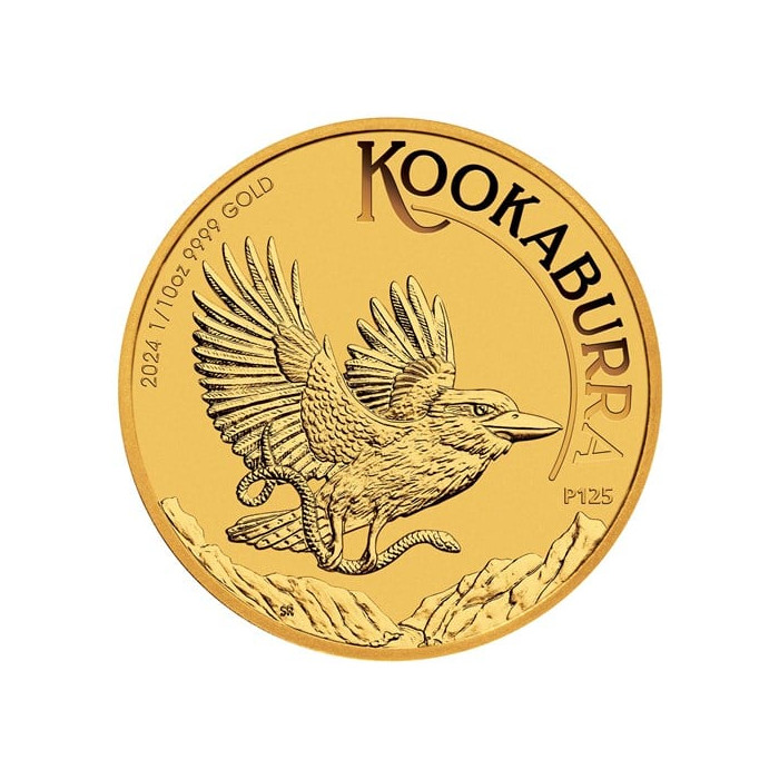 Australischer Kookaburra 2024 Goldmünze, 1/10 oz - Rückseite Australischer Kookaburra 2024 Goldmünze, 1/10 oz - Rückseite