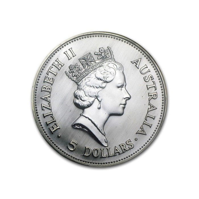 Australian Kookaburra 1990 Silver Coin, 1 oz - obverse Australian Kookaburra 1990 Silver Coin, 1 oz - obverse