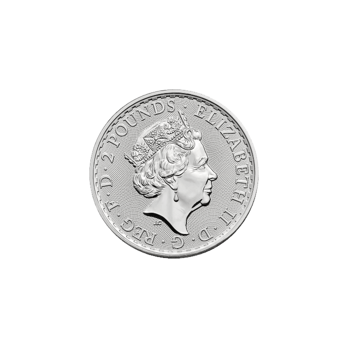 Britannia 2021 Silbermünze, 1 Unze - Vorderseite Britannia 2021 Silbermünze, 1 Unze - Vorderseite