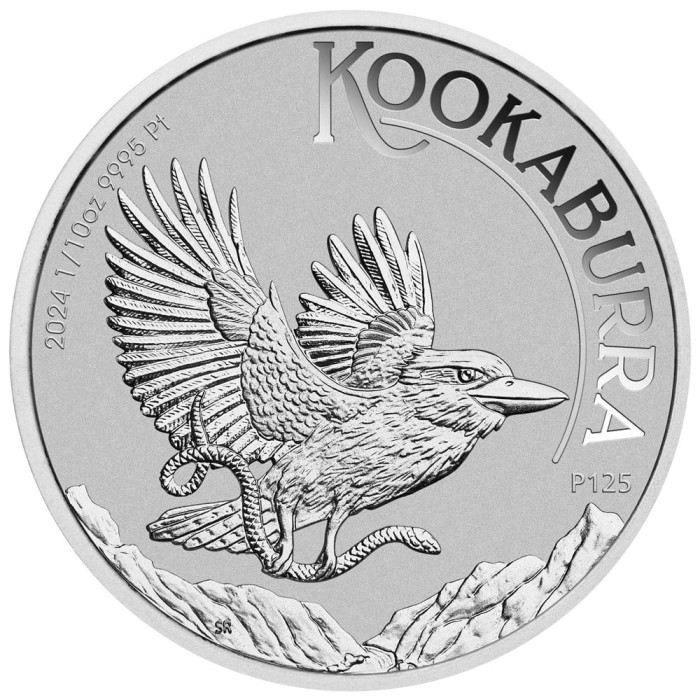 Platynowa Moneta Australian Kookaburra 2024, 1/10 uncji - rewers