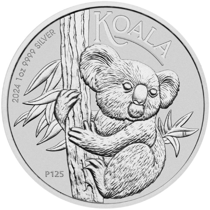 Срібна монета Австралійська коала 2024 року, 1 унція - реверс Срібна монета Австралійська коала 2024 року, 1 унція - реверс