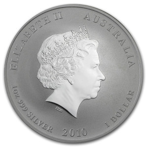 Srebrna Moneta Lunar II: Jahr des Tigers 2010, 1 uncja - rewers
