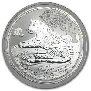 Srebrna Moneta Lunar II: Jahr des Tigers 2010, 1 uncja - rewers