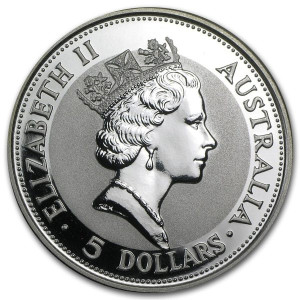 Australian Kookaburra 1991 Silver Coin, 1 oz - reverse side