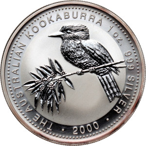 Australian Kookaburra 2000 Silver Coin, 1 oz - reverse side