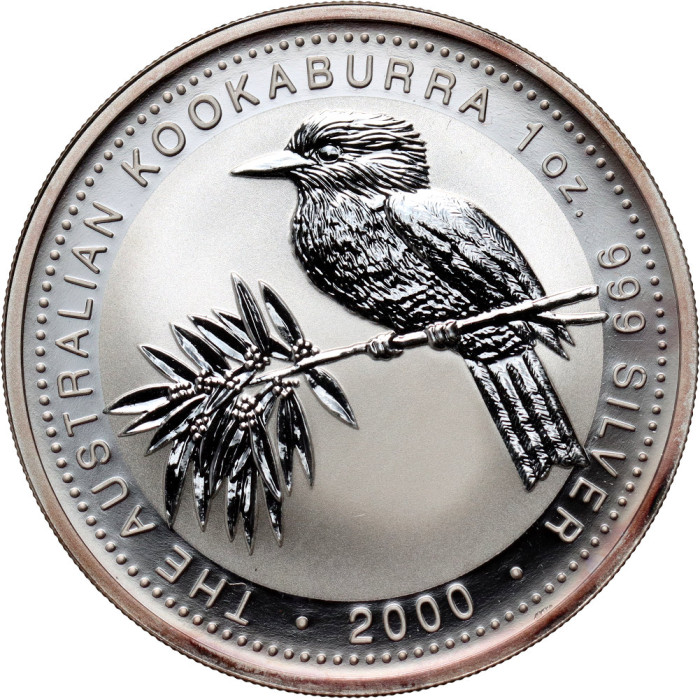 Australischer Kookaburra 2000 Silbermünze, 1 Unze - Rückseite