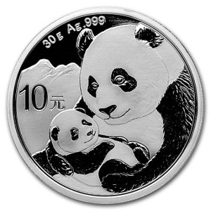 China Panda Silbermünze 2019, 1 Unze - Rückseite