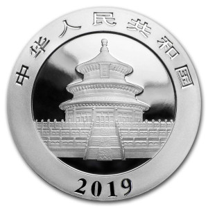 China Panda Silbermünze 2019, 1 Unze - Rückseite