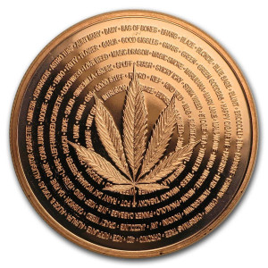 Kupfer-Cannabis-Medaille (Nature's Holiday), 1 Unze Rückseite