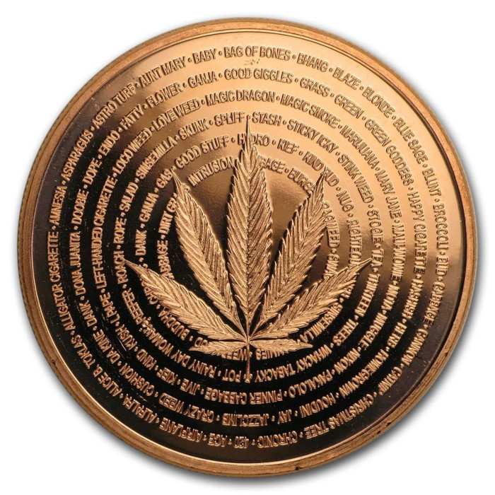 Kupfer-Cannabis-Medaille (Nature's Holiday), 1 Unze Rückseite